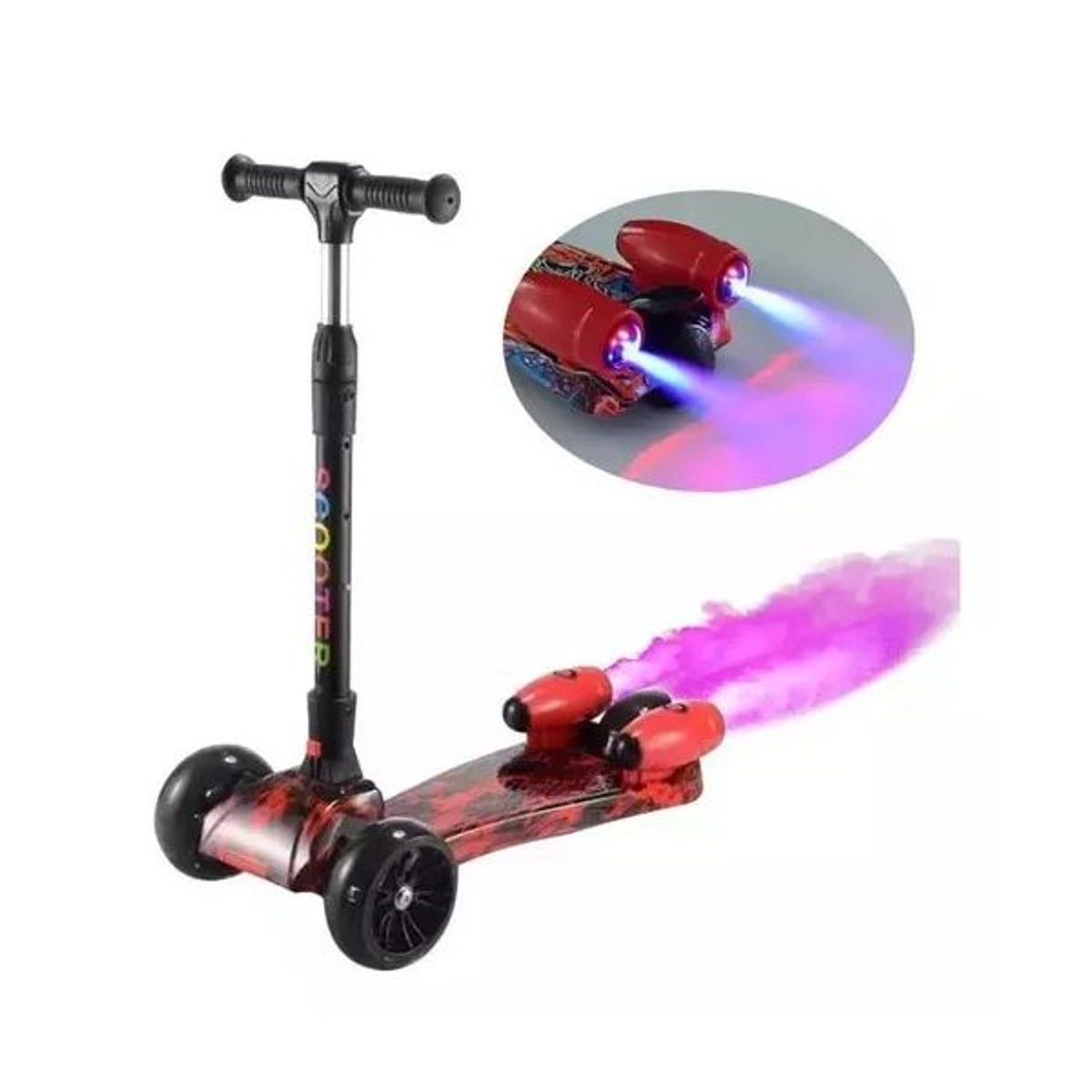 KIDSHOP - Patineta Scooter Vapor Humo Luces Bluetooth Led J003 Rojo
