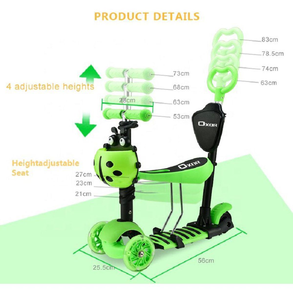KIDSHOP - Scooter Patineta Mariquita 5 En 1 Removible 2864 Azul