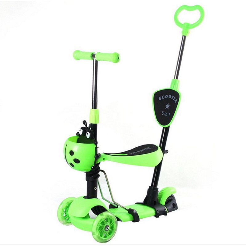 KIDSHOP - Scooter Patineta Mariquita 5 En 1 Para Niños Removible verde-