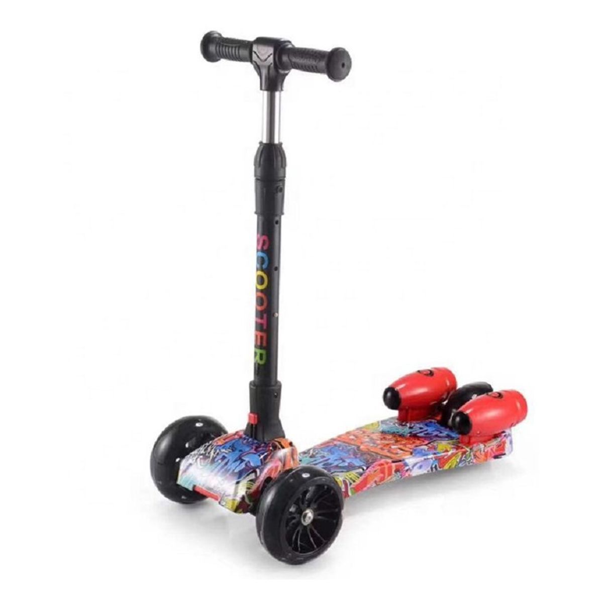 KIDSHOP - Patineta Scooter Vapor Humo Luces Bluetooth J003 Rojo Grafi