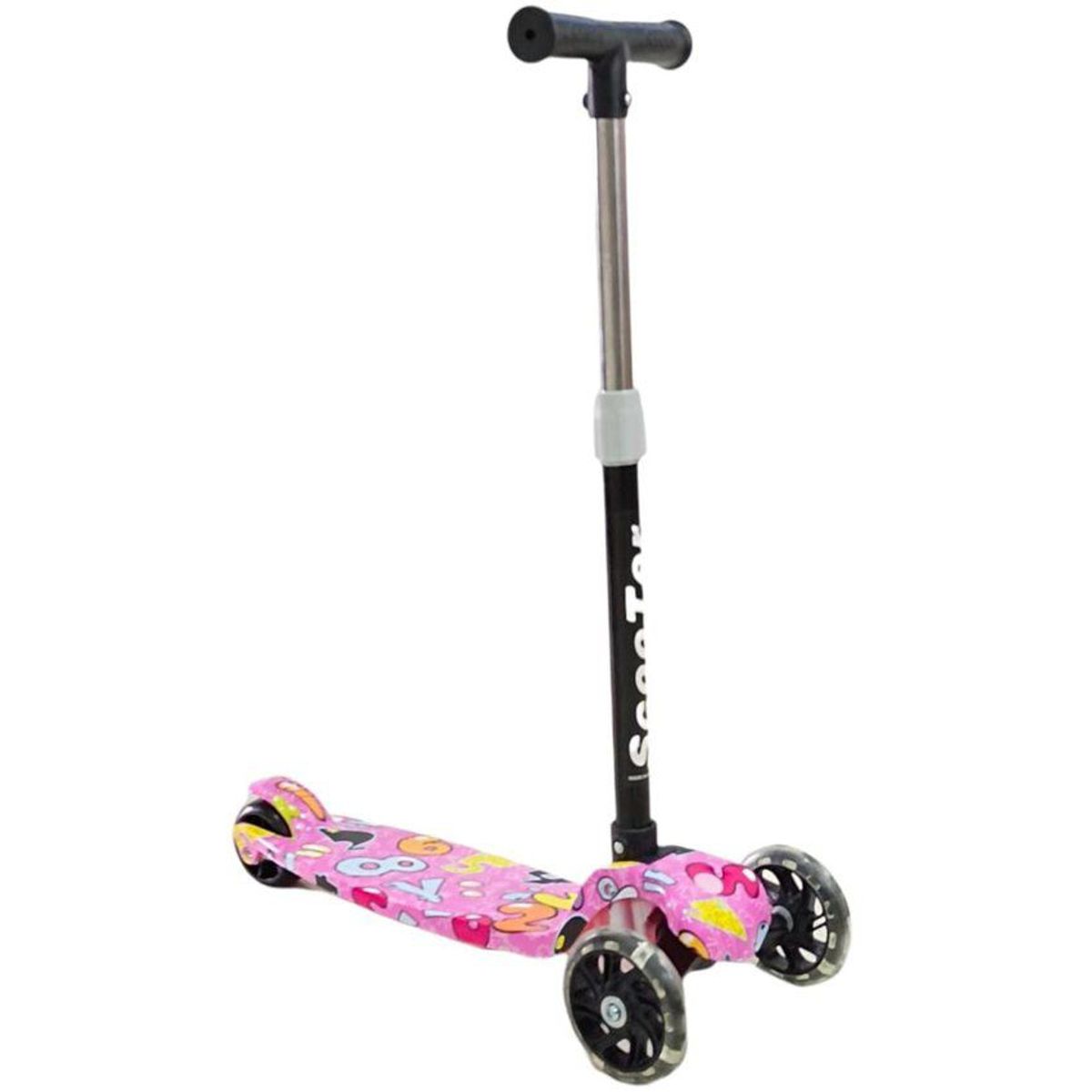 KIDSHOP - Patineta Scooter Monopatín 3 Ruedas Luces 1865FG Rosa