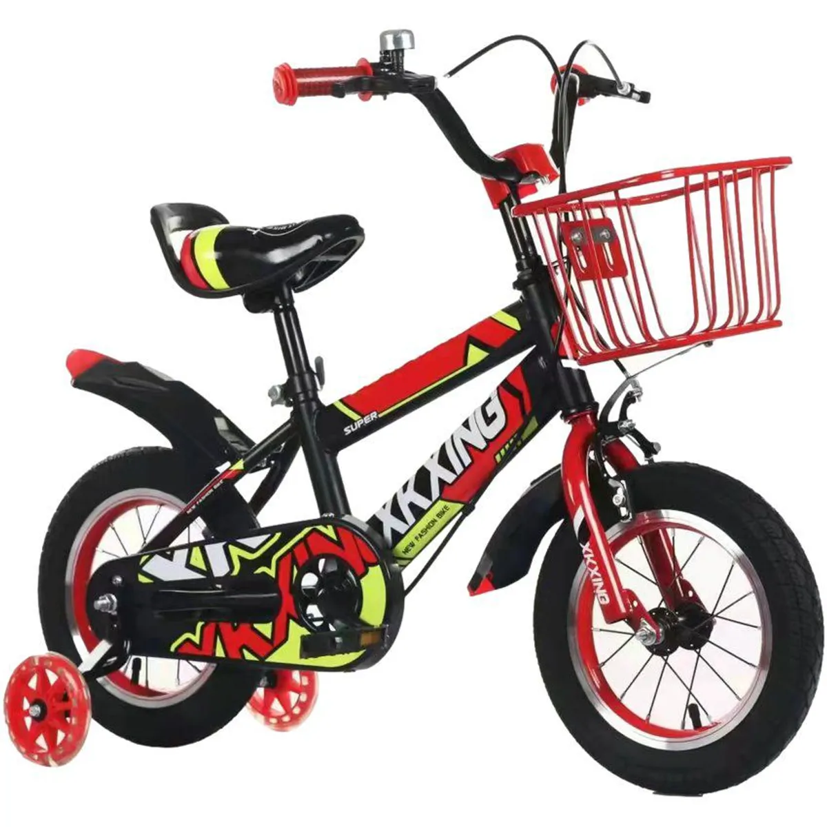 KIDSHOP - Bicicleta Infantil Con Canasta y Pito Rin 12 Rojo_.