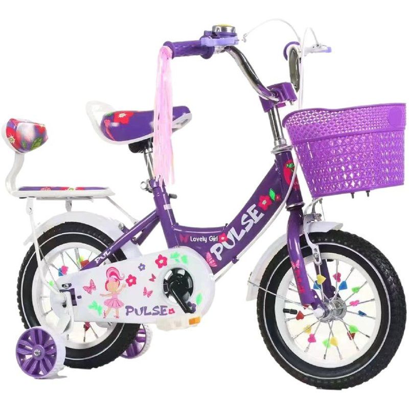 KIDSHOP - Bicicleta Infantil Con Canasta y Pito Rin 12 Lila_.