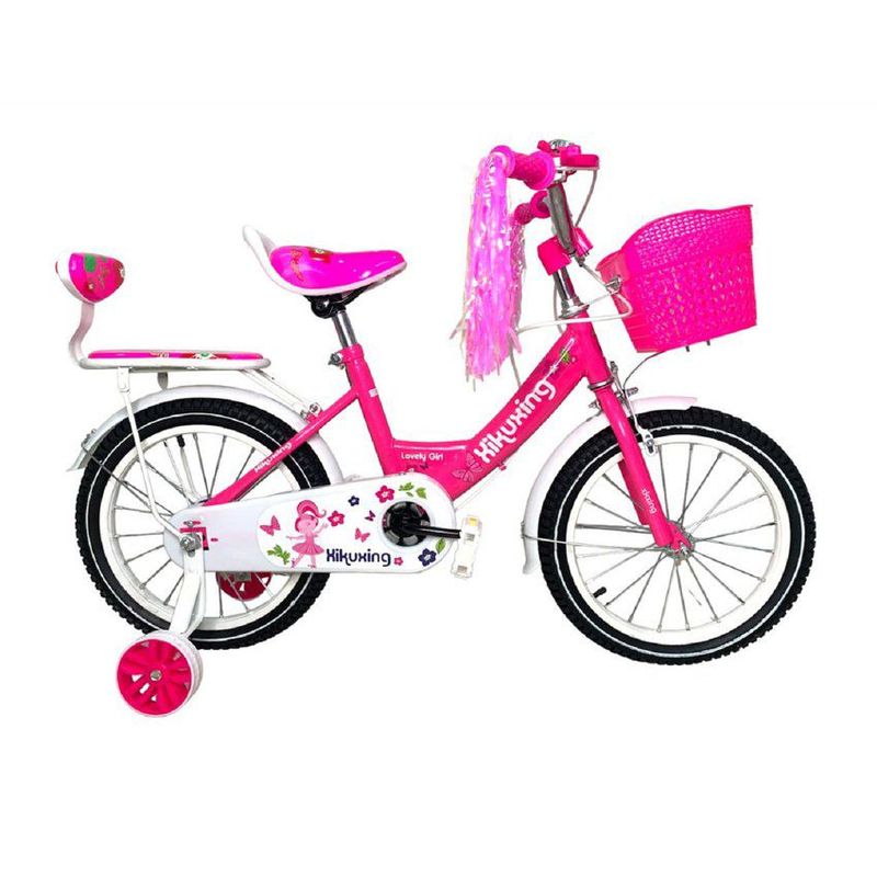 KIDSHOP - Bicicleta Infantil Con Canasta y Pito Rin 12 Fucsia-