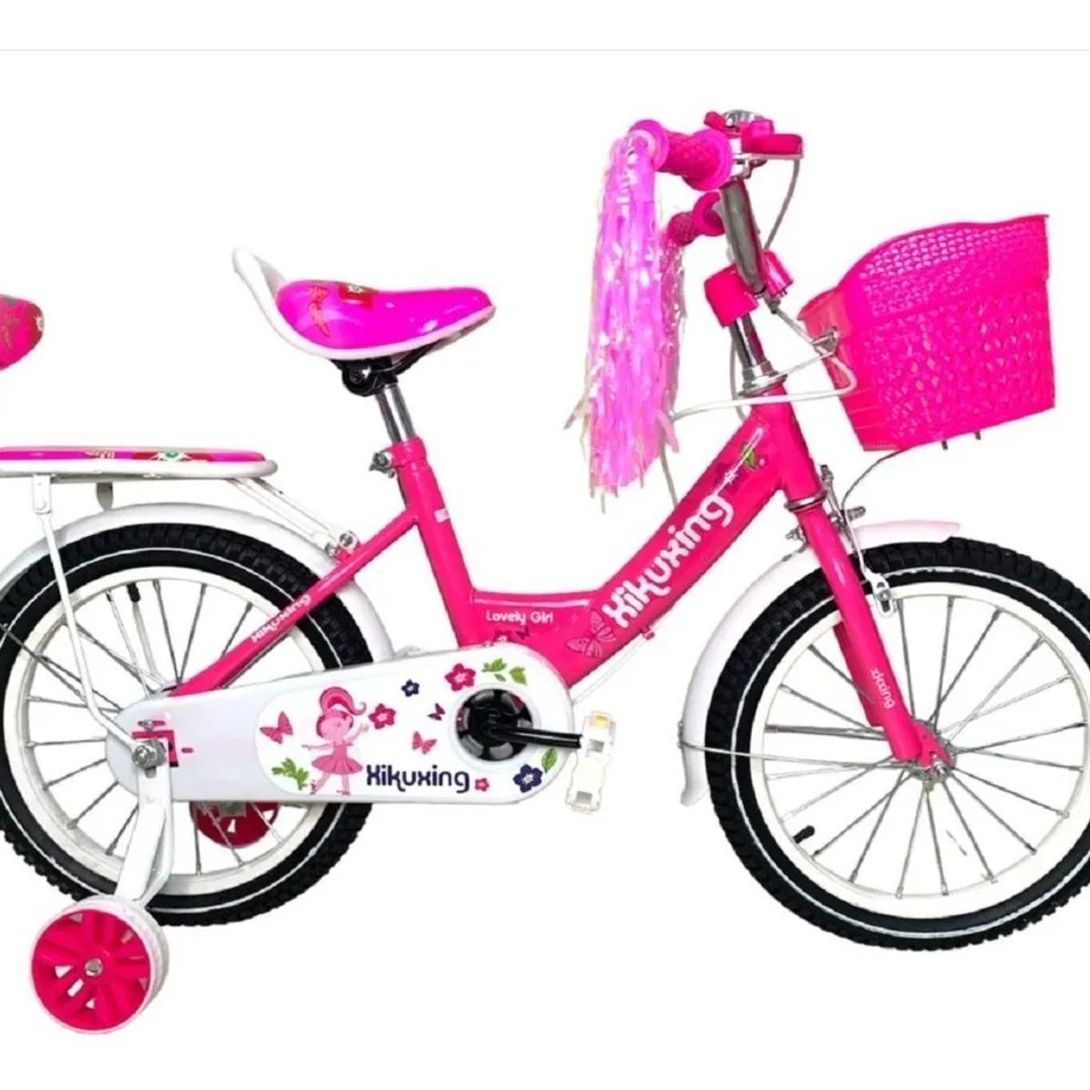 KIDSHOP - Bicicleta Infantil Con Canasta y Pito Rin 12 Fucsia