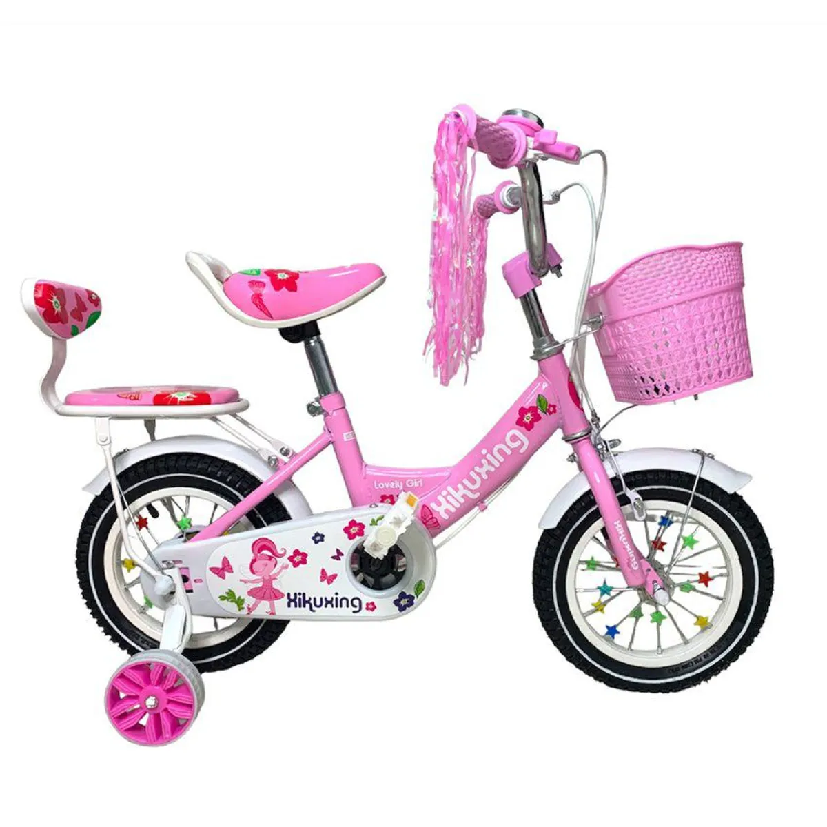 KIDSHOP - Bicicleta Infantil Con Canasta y Pito Rin 12 Rosada_.