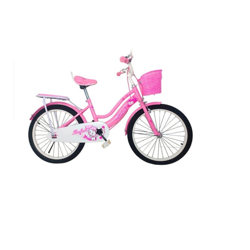 KIDSHOP - Bicicleta Infantil Con Canasta y Pito Rin 20 BC03-N Rosado