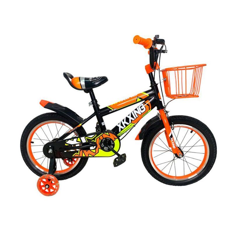 KIDSHOP - Bicicleta Infantil Con Canasta y Pito Rin 16 Naranja