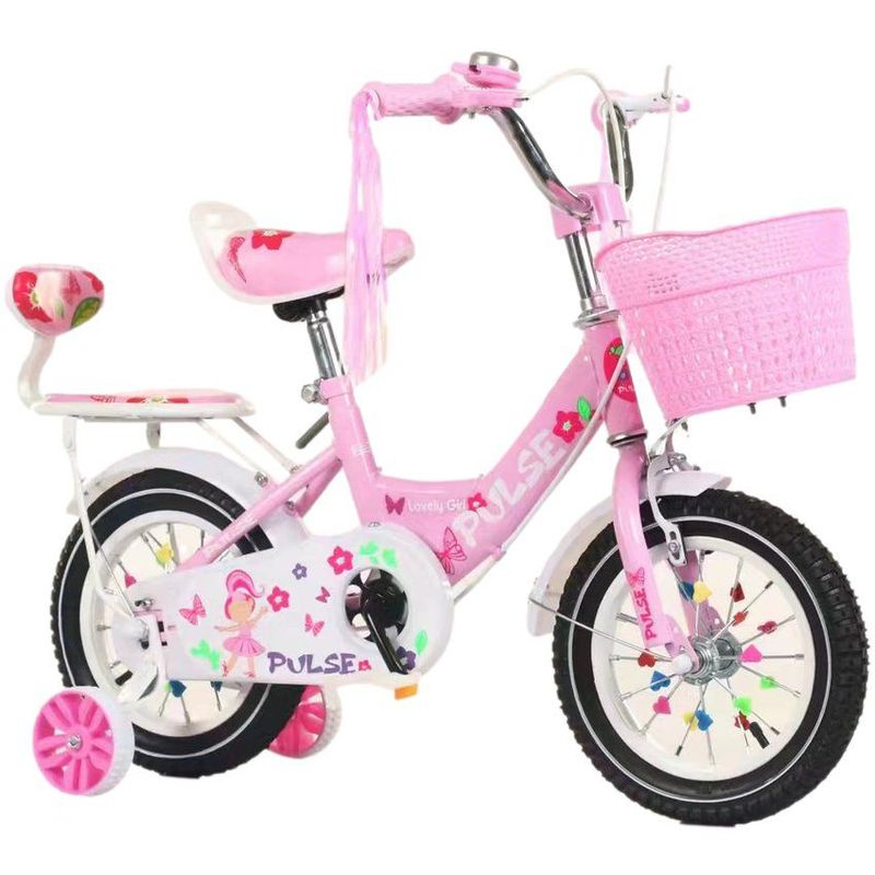 KIDSHOP - Bicicleta Infantil Con Canasta y Pito Rin 16 Rosado._.