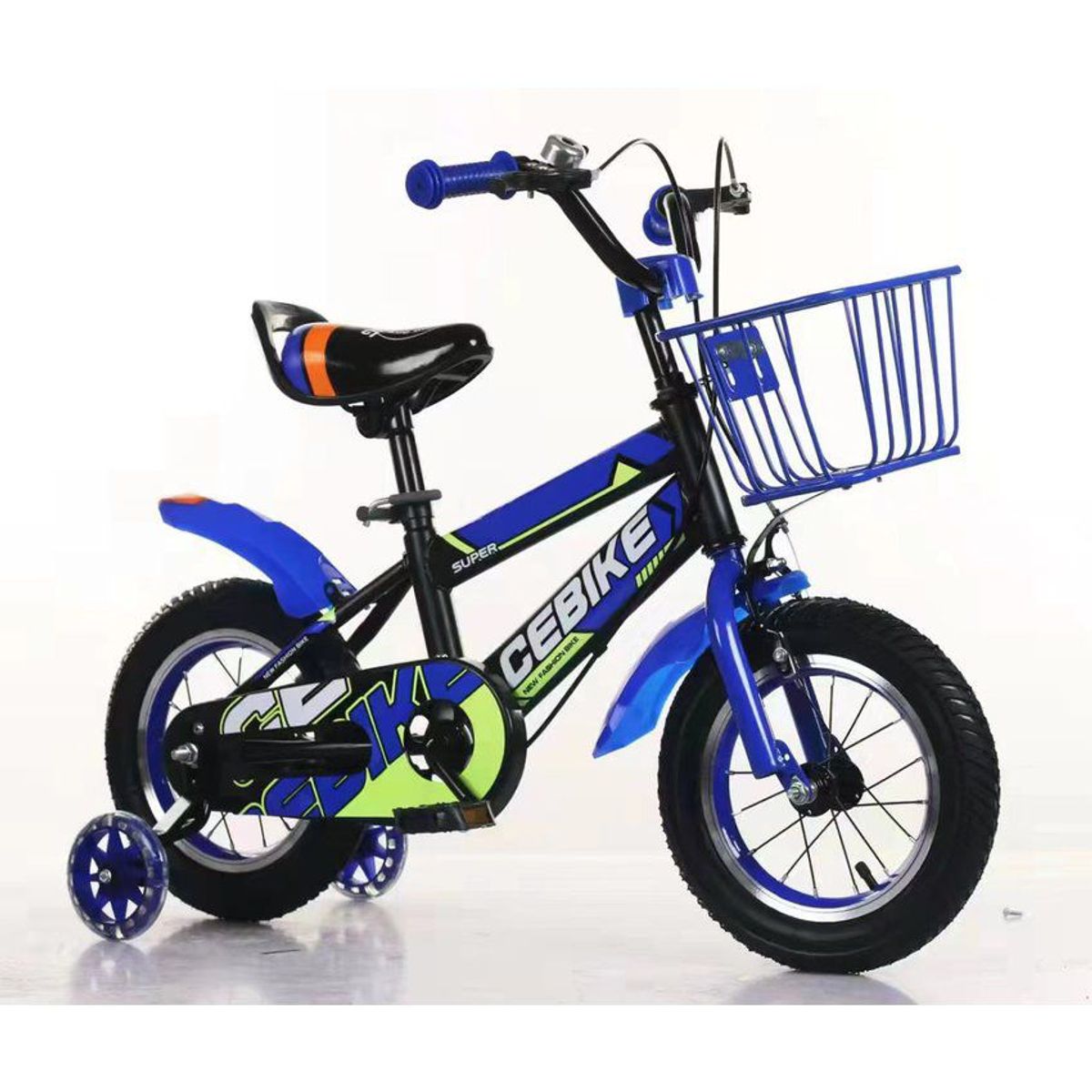 KIDSHOP - Bicicleta Infantil Con Canasta y Pito Rin 12 Azul