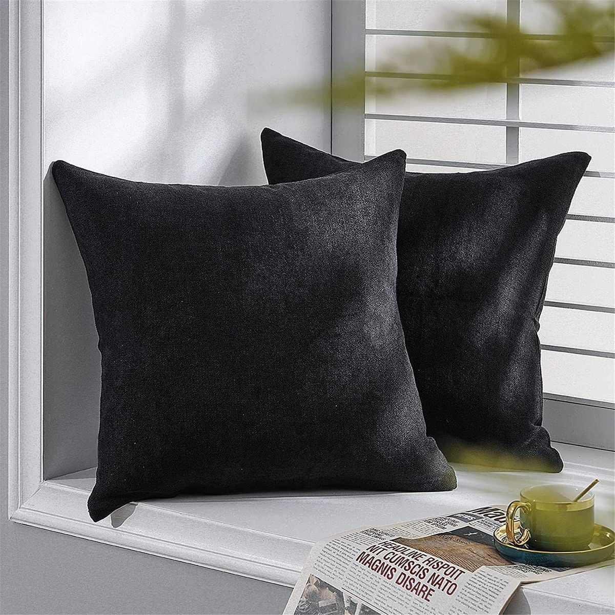 BANZAY - Cojin X2 Decorativo Cuadrado En Tela - Negro