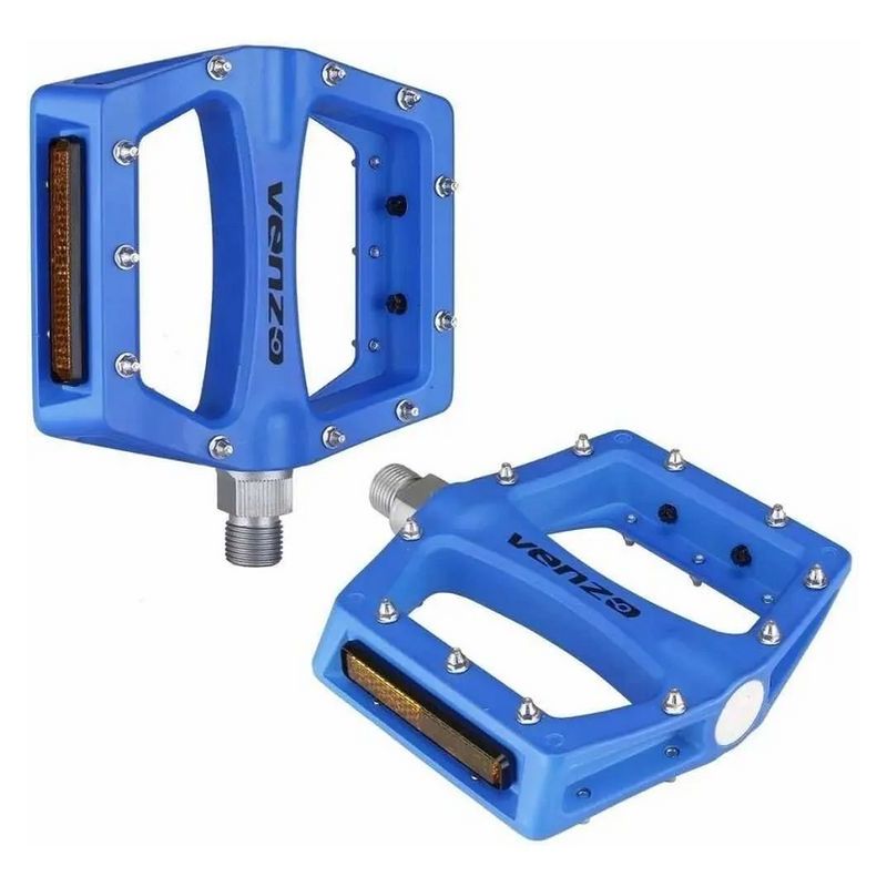 VENZO - Pedales Bicicleta Venzo MTB en aluminio 9/16 Azul Con Taches
