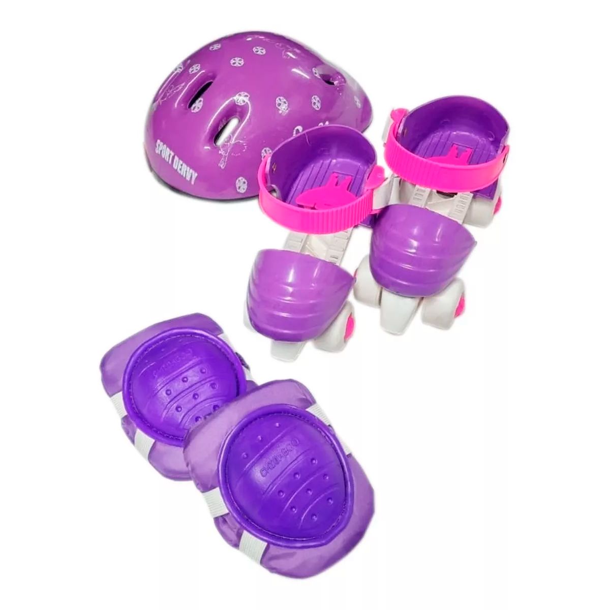 GENERICO - Patines 4 ruedas niños ajustables casco + kit protección