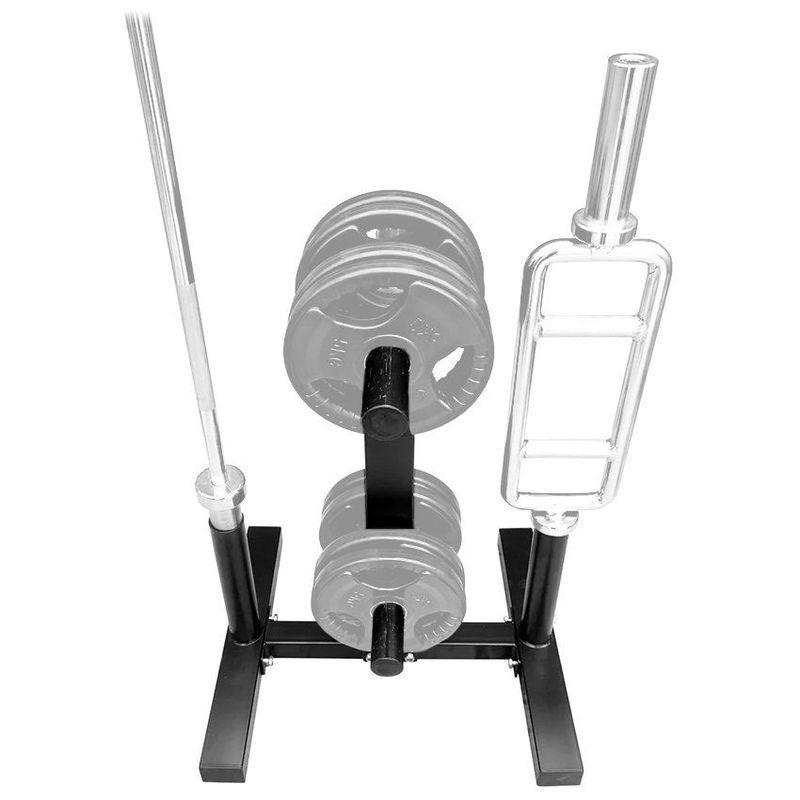 GENERICO - Soporte organizador discos y barra olimpica de gimnasio.
