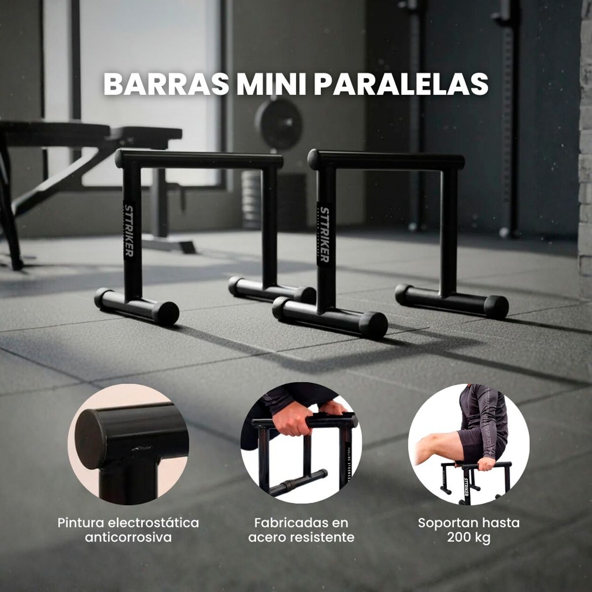 VITTORIA - Barras Mini Paralelas Base Redonda Gym Portatil