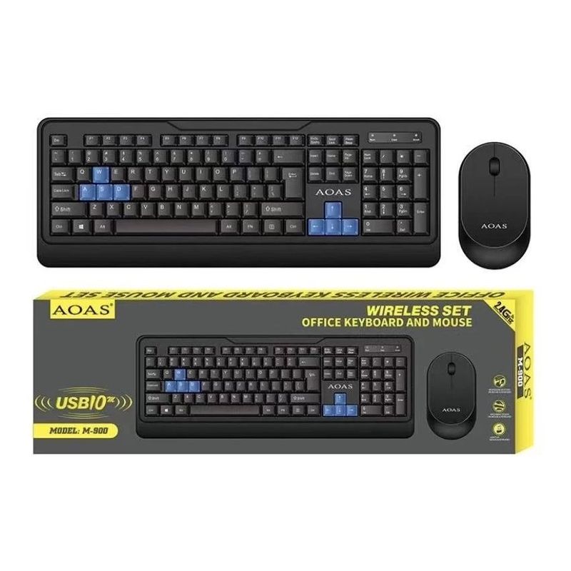 KIDSHOP - Kit de teclado y mouse inalámbrico español aoas m900