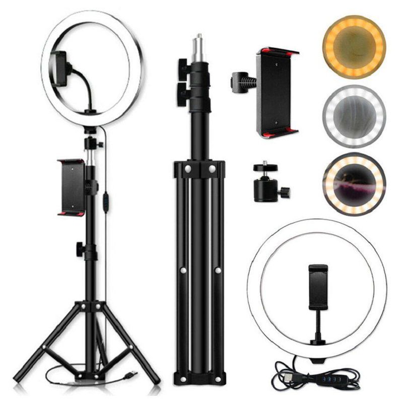 KIDSHOP - Aro de luz led flash 26 cm fotografía selfie + trípode