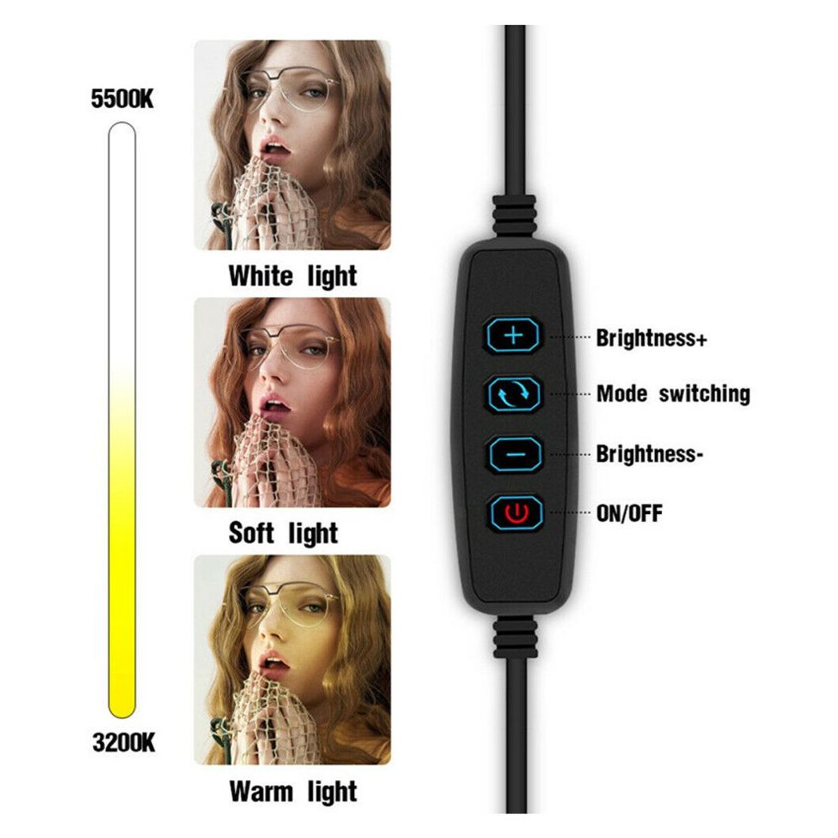 KIDSHOP - Aro De Luz Led Flash 26 Cm Fotografía Selfie + Trípode XD-260