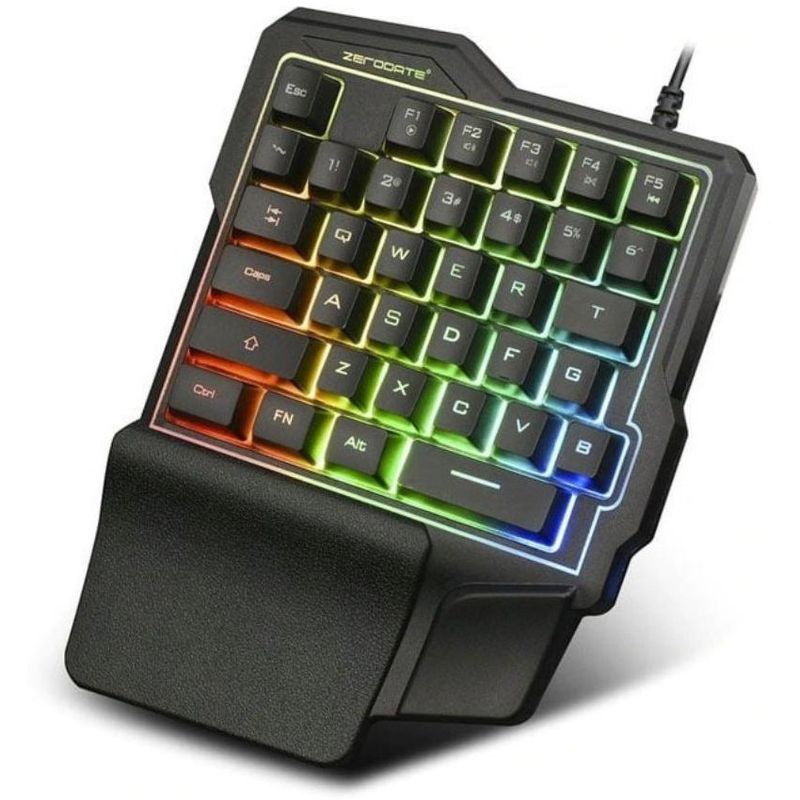 KIDSHOP - Teclado gamer una mano 35 teclas retroiluminado membrana