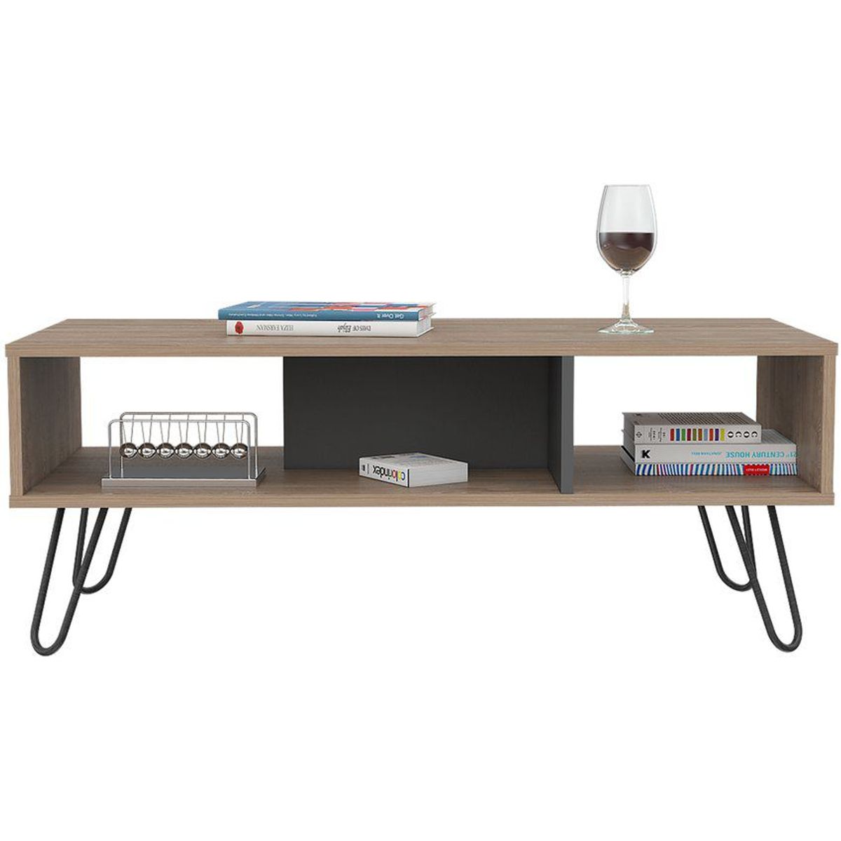RTA MUEBLES - Mesa de centro vassel  rta muebles mmp 3309 miel + plomo