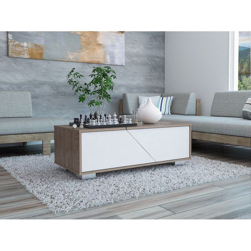 RTA MUEBLES - Mesa de centro fraktal  rta muebles mmb 3319 miel + blanco