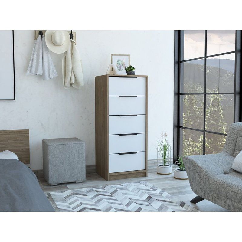 RTA MUEBLES - Comoda 5 cajones kaia rta muebles cmb 3880 miel + blanco