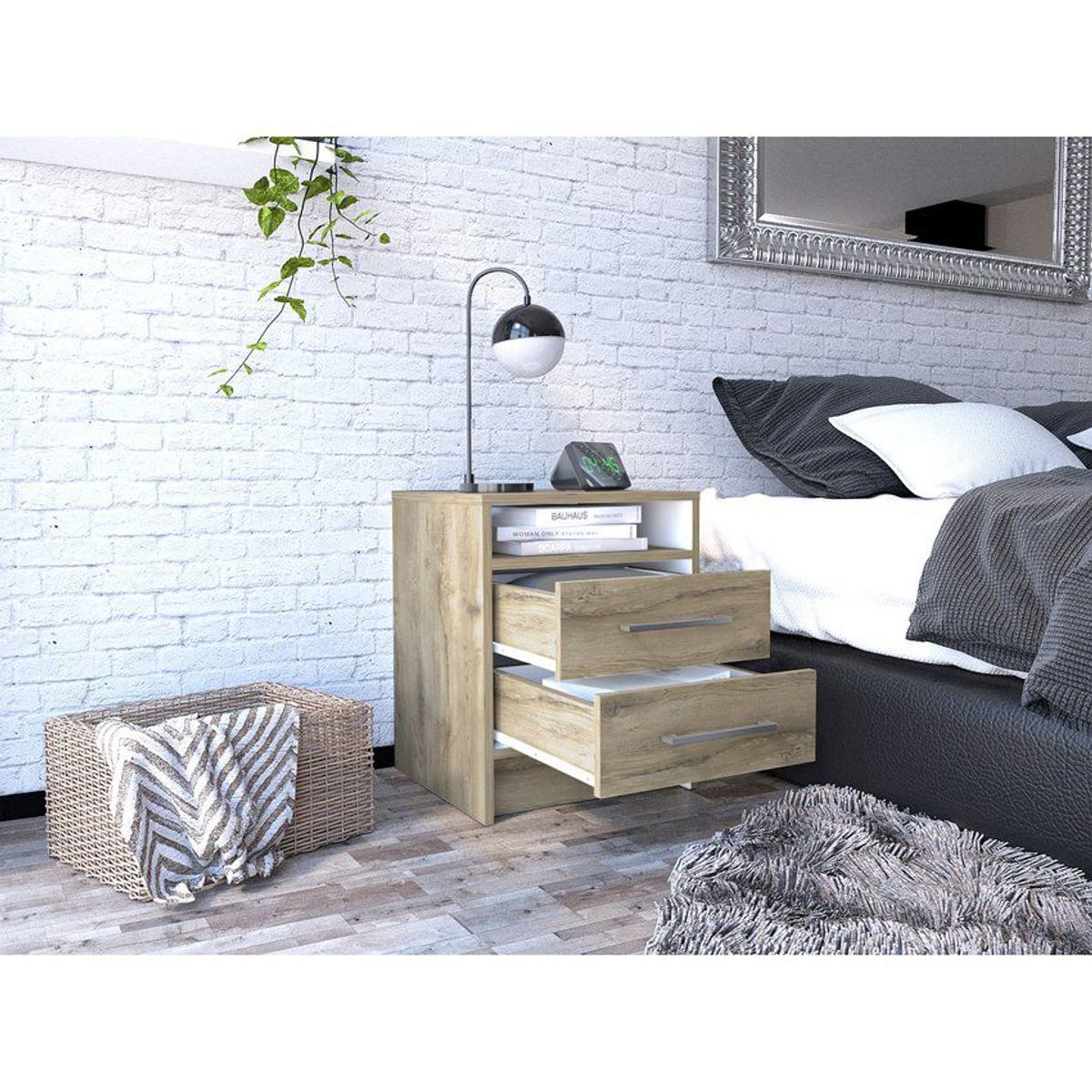 RTA MUEBLES - Mesa de noche eter 50.7x40x37.3 macadamia rta mmb 7805