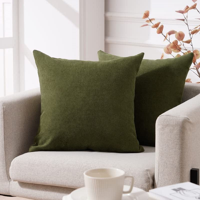 BANZAY - Cojin X2 Decorativo Cuadrado En Tela - Verde Militar