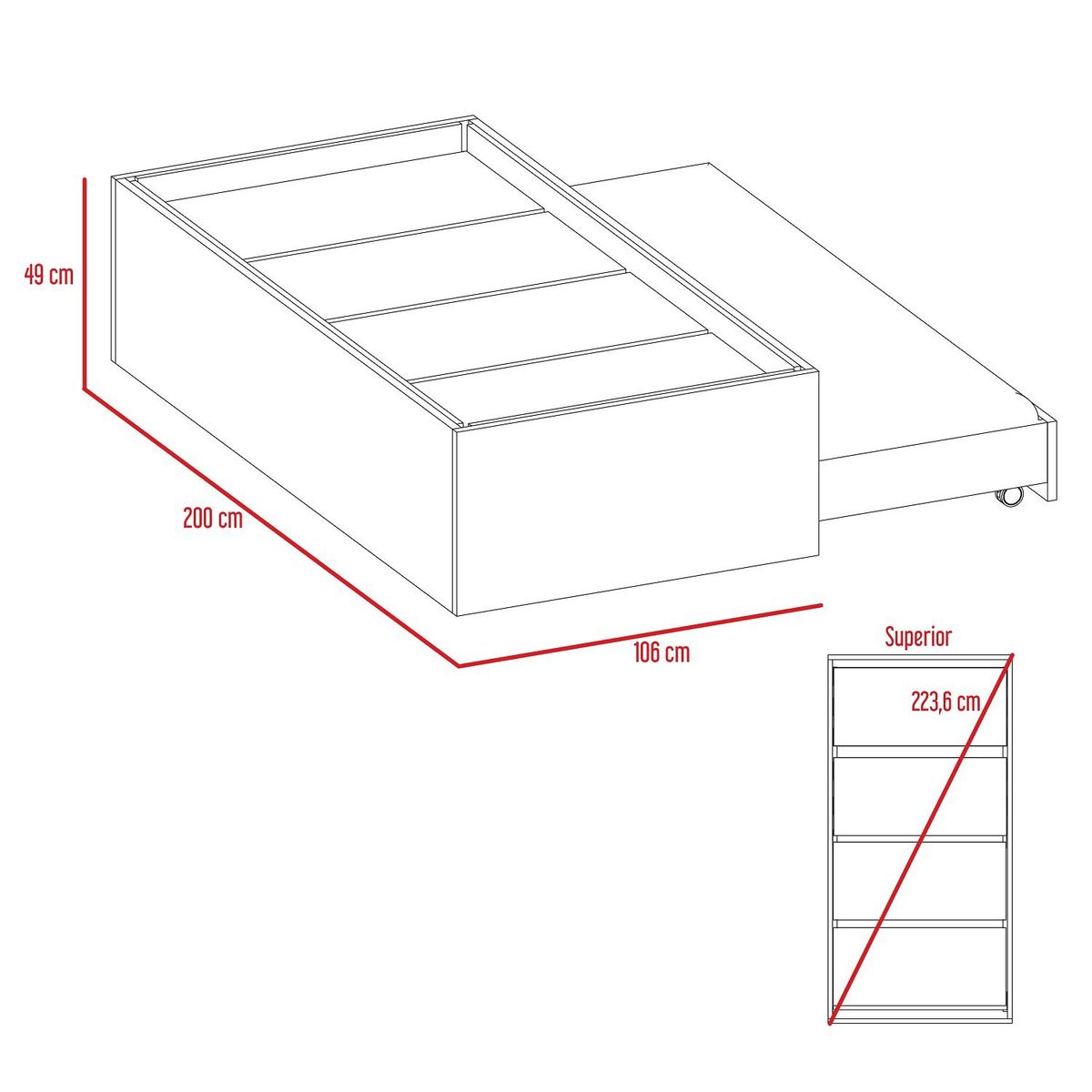 RTA DESIGN - Cama nido florencia clc 4407 caramelo 49 x 200 x 109 rta muebles