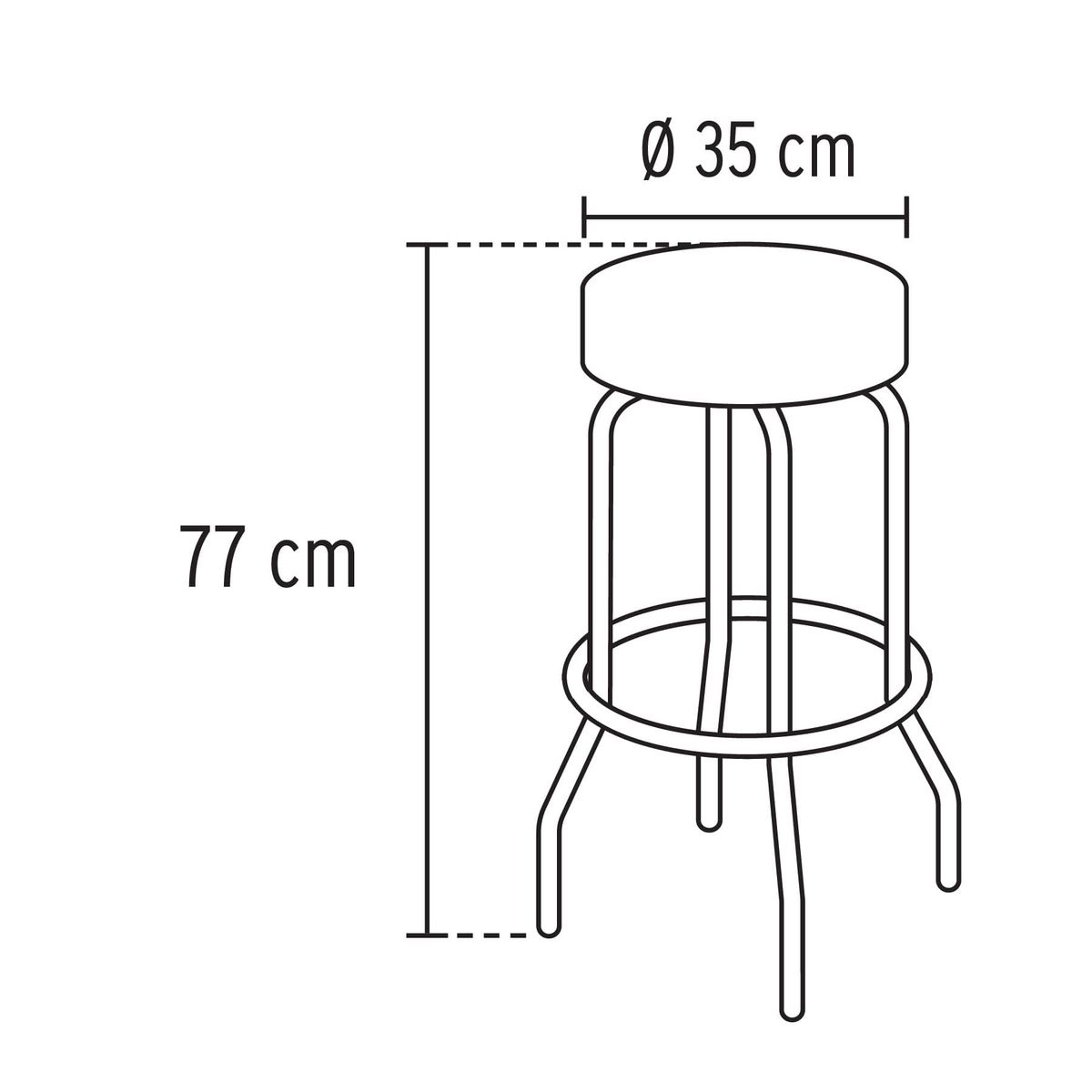 TRUPER - Butaco Silla Bar De 77 Cm X 35 Cm En Acero Cromado Truper