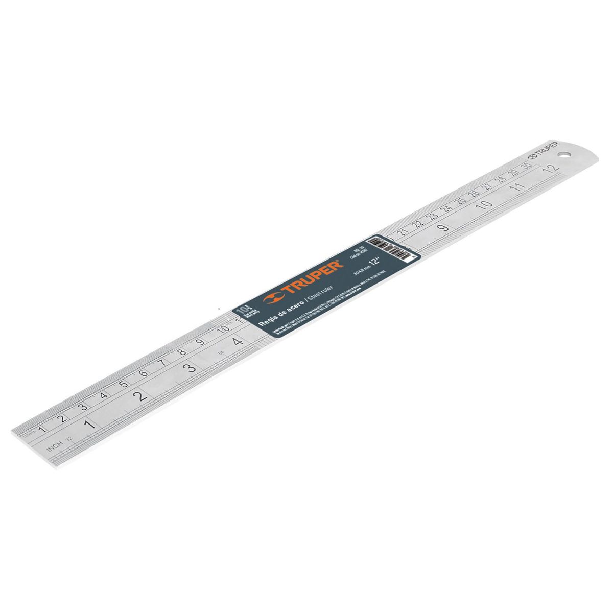 TRUPER - Regla De Acero Inoxidable De 12" (30 Cm) Grabada En Relieve Truper
