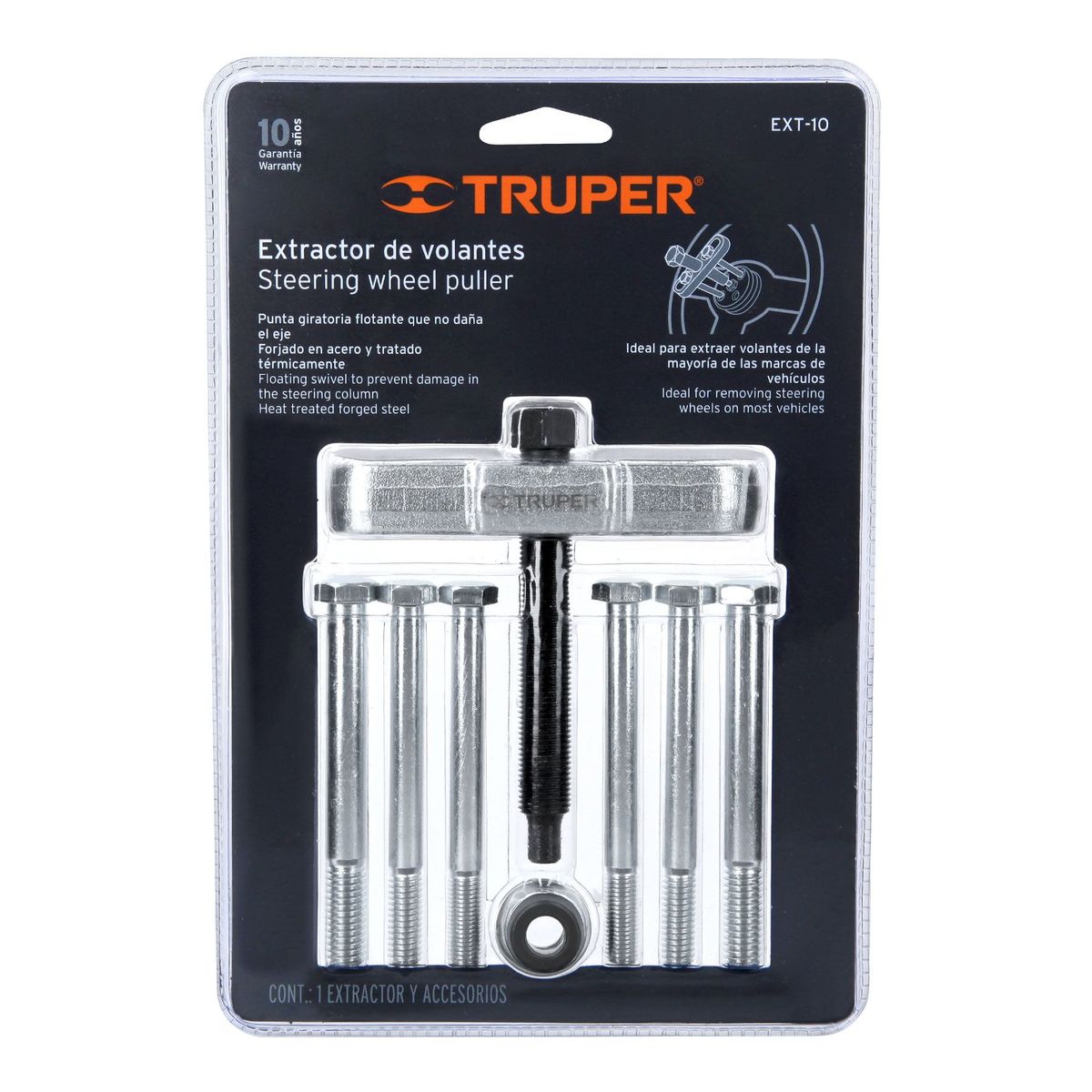 TRUPER - Juego De Extractor De Volantes De 11 Piezas Y Cabeza De 5/8" Truper