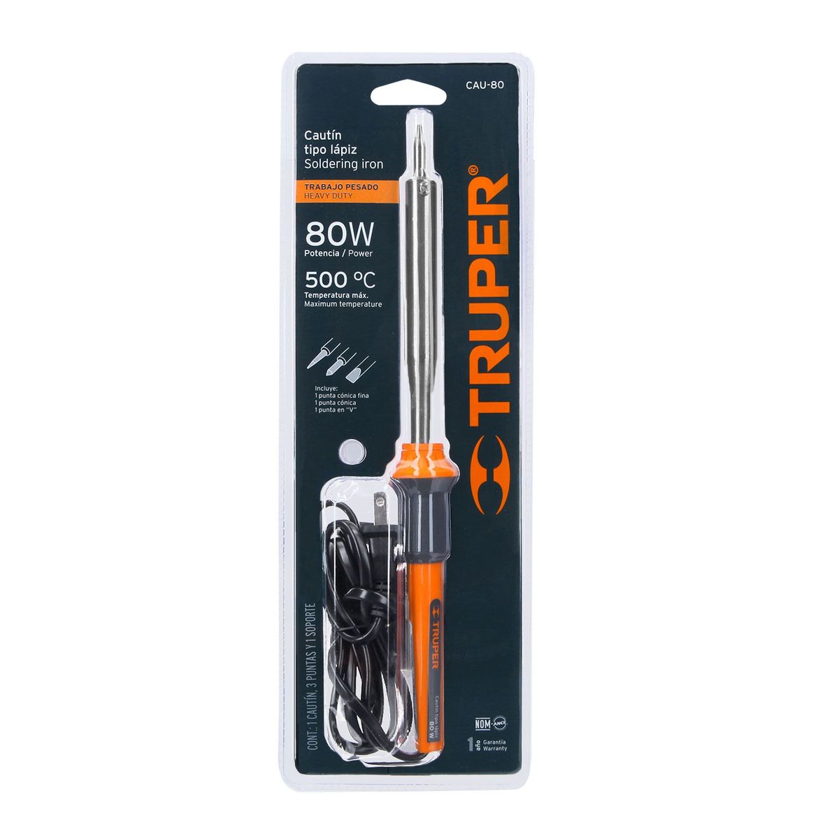 TRUPER - Cautín Tipo Lápiz De 80 W Profesional, Incluye Accesorios Truper
