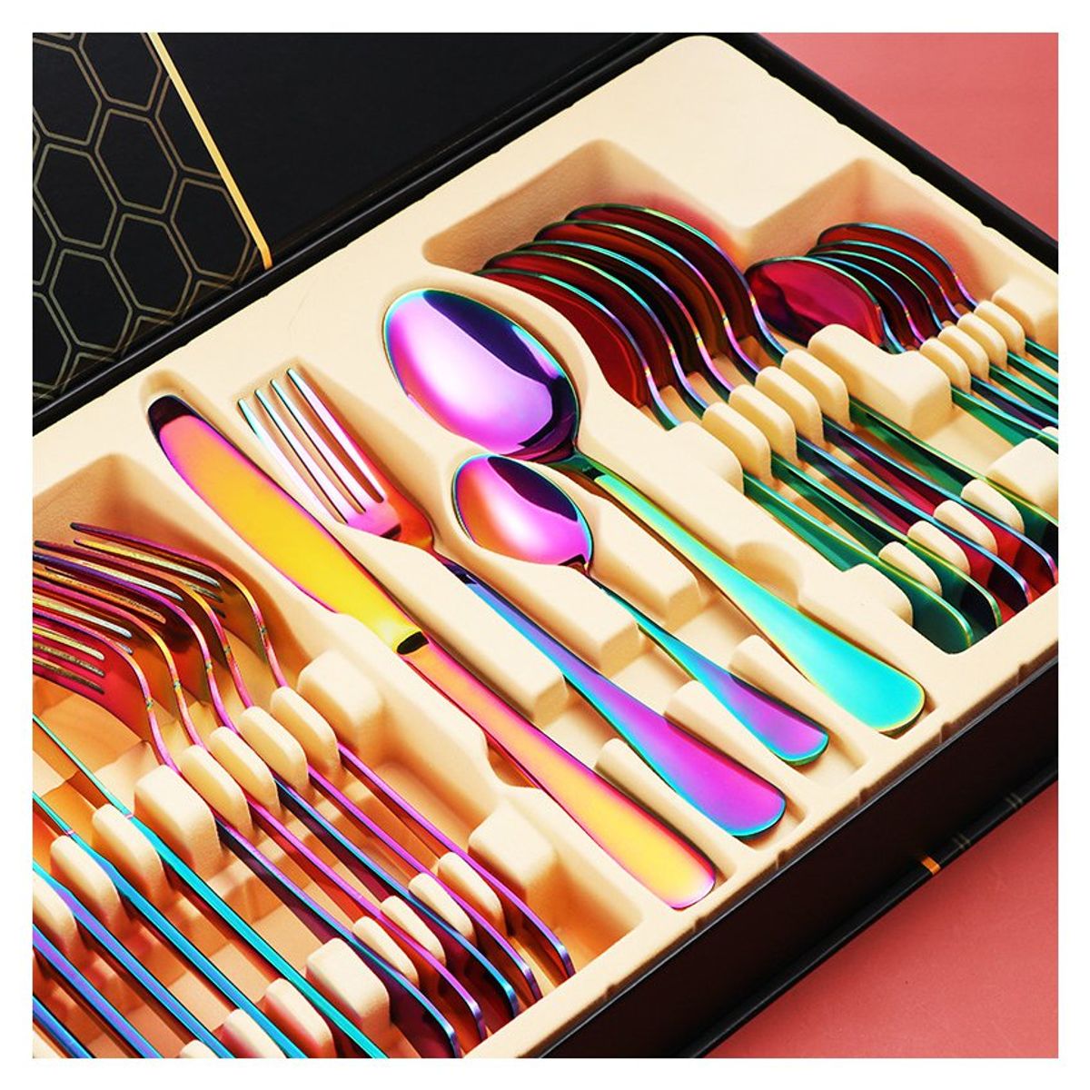 KIDSHOP - Juego De Cubiertos Set 24 Piezas Multicolor RAINBOW