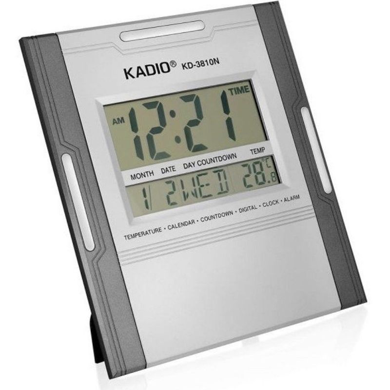 KIDSHOP - Reloj digital de pared y mesa cuadrado kadio kd-3810 gris