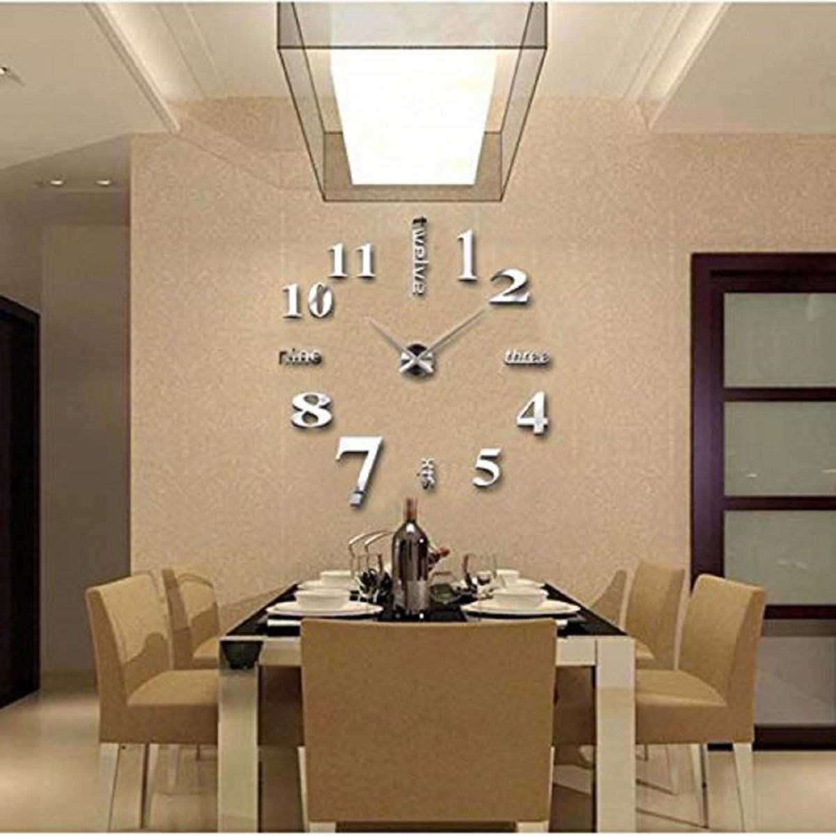 KIDSHOP - Reloj pared grande 3d 120cm decoracion plateado-