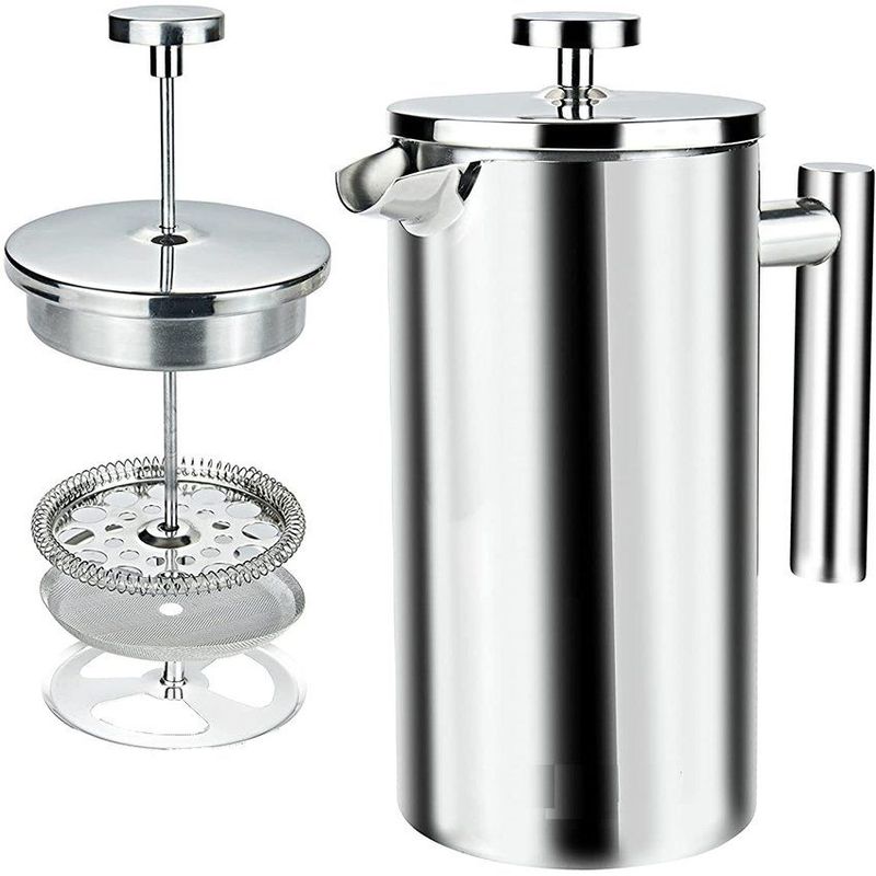 KIDSHOP - Cafetera prensa francesa acero toma agradable café 350ml