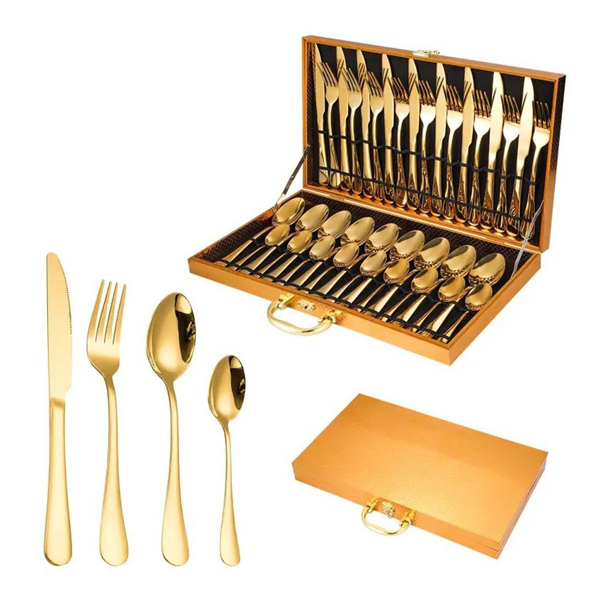 KIDSHOP - Juego De Cubiertos Acero Inoxidable Dorado Set 36 Piezas PRC-2