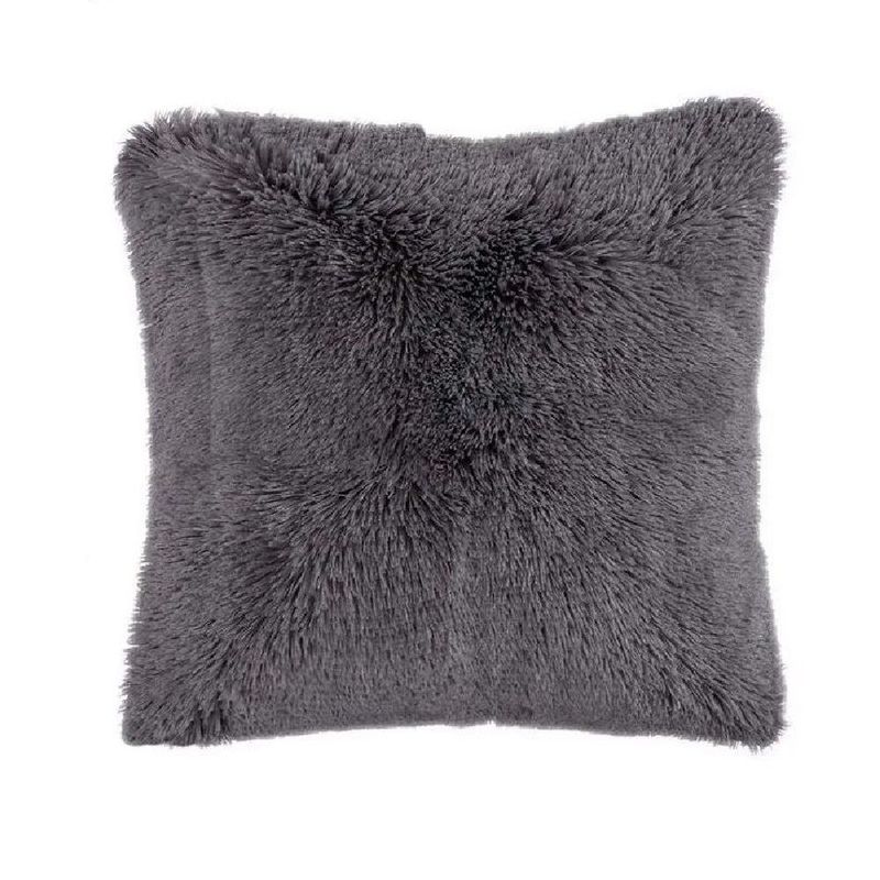 BANZAY - Funda Para Cojin Peludo Gris Oscuro