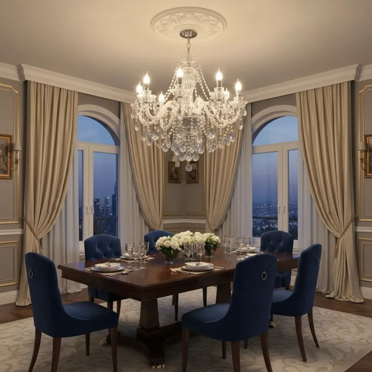 KIDSHOP - Lámpara Colgante En Cristal Swarosky De 10 Luces Blanca Led