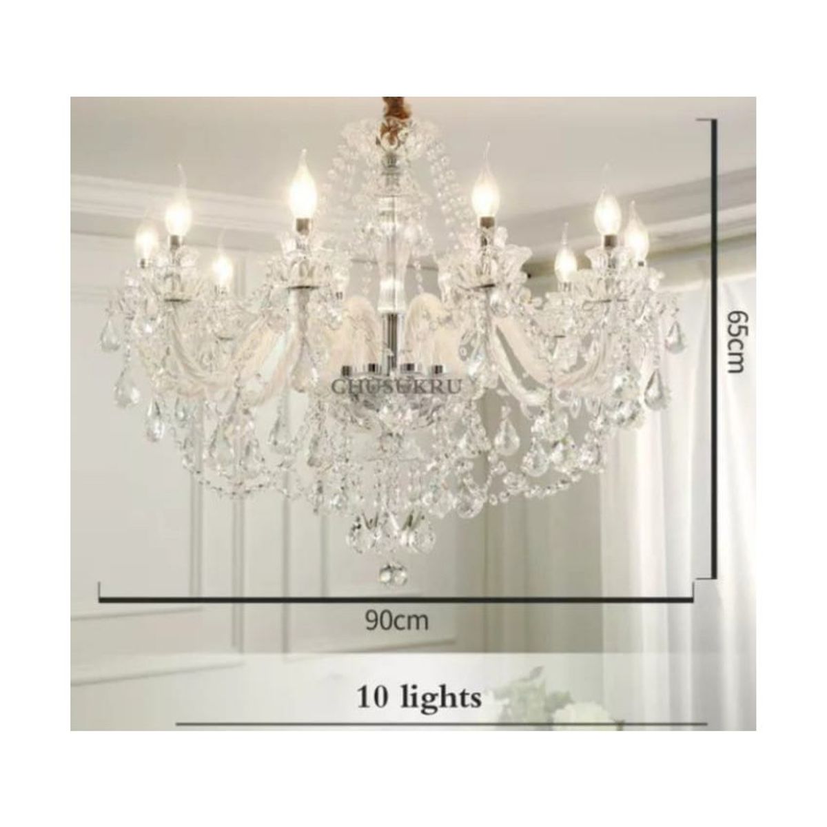 KIDSHOP - Lámpara Colgante En Cristal Swarosky De 10 Luces Blanca Led