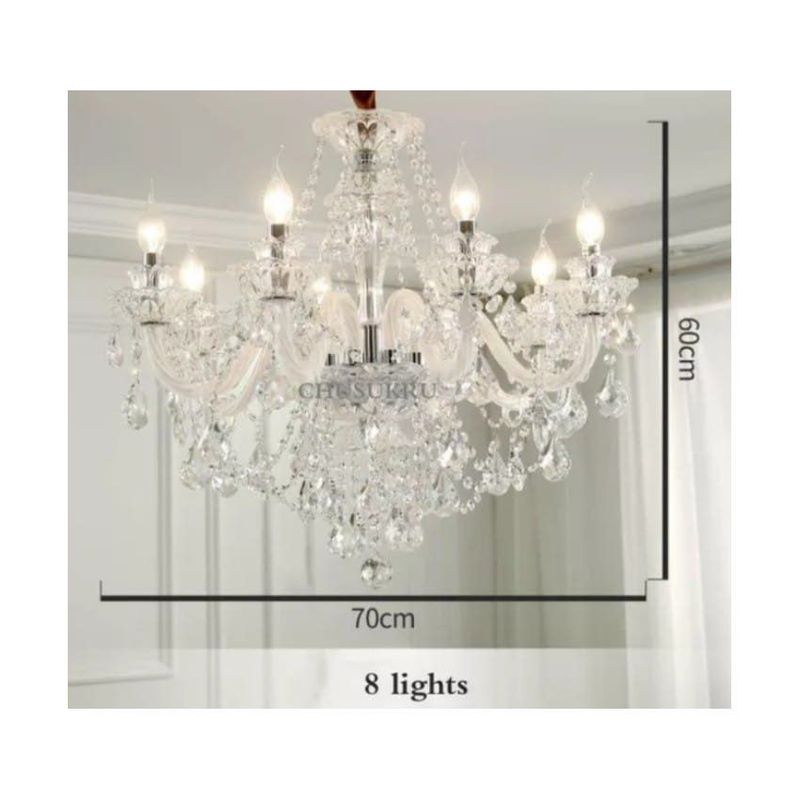 KIDSHOP - Lampara de techo chandelier blanca led 8 bombillos ( incluidos)
