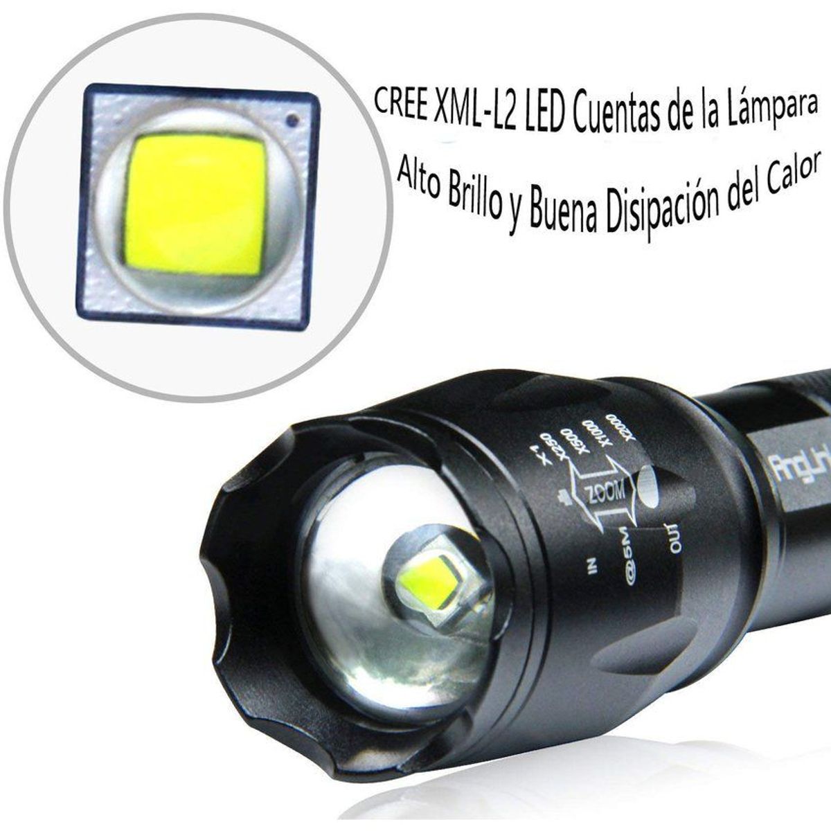 KIDSHOP - Linterna Militar T6 Zoom Ultrafire 10000lm Estuche XC5