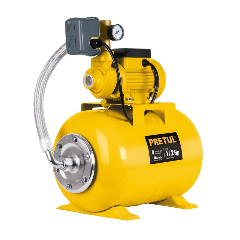 PRETUL - Bomba Hidroneumática Periférica de 1/2 HP, Altura 20 Metros Pretul