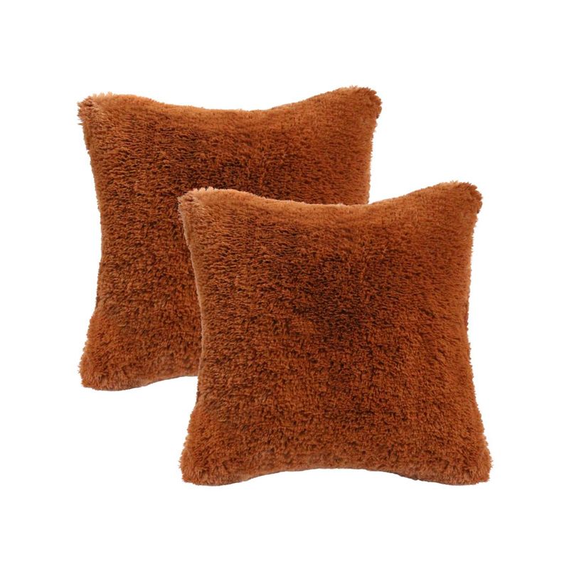 BANZAY - Kit x 2 fundas cojines peludo Café