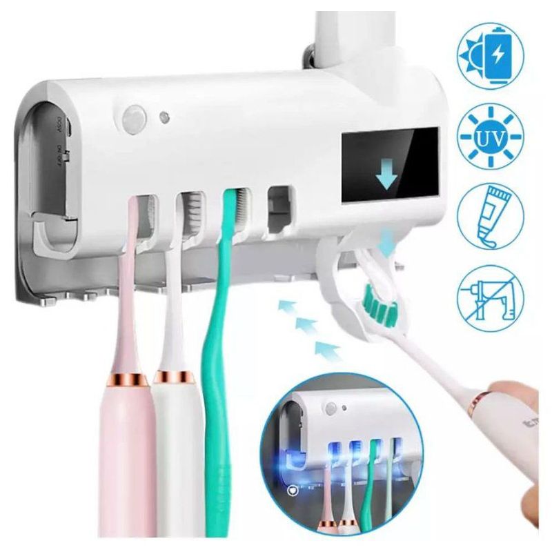 KIDSHOP - Dispensador crema dental soporte esterilizador de cepillos-