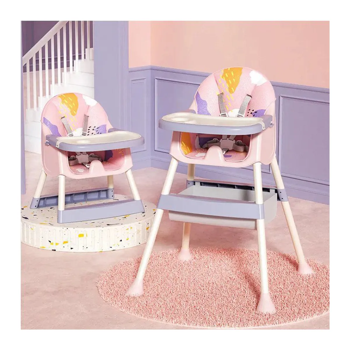 KIDSHOP - Silla Comedor Bebe 2 En 1 D-D Rosa planeta