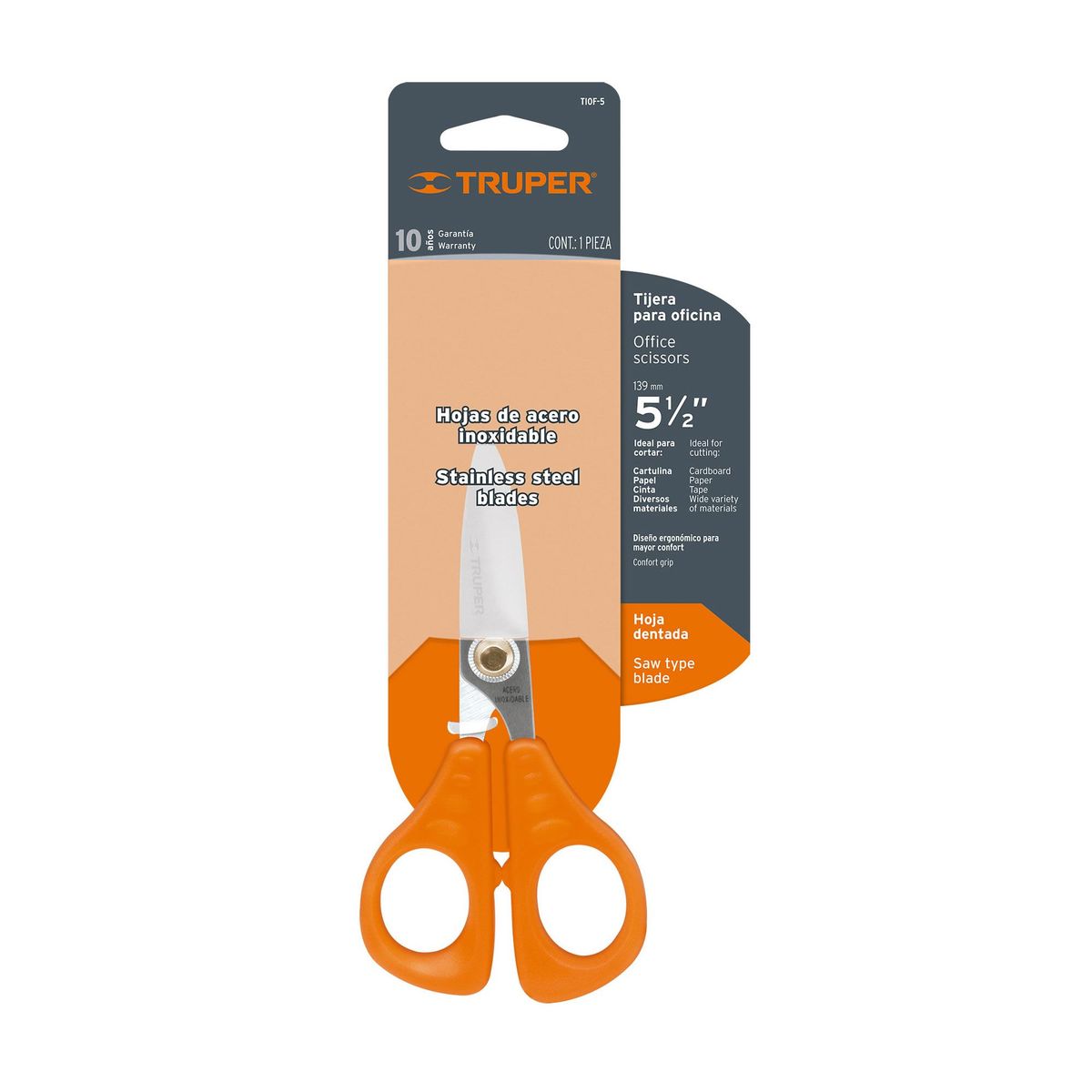 TRUPER - Tijeras De 14 Cm En Acero Inoxidable Para Hogar Y Oficina Truper