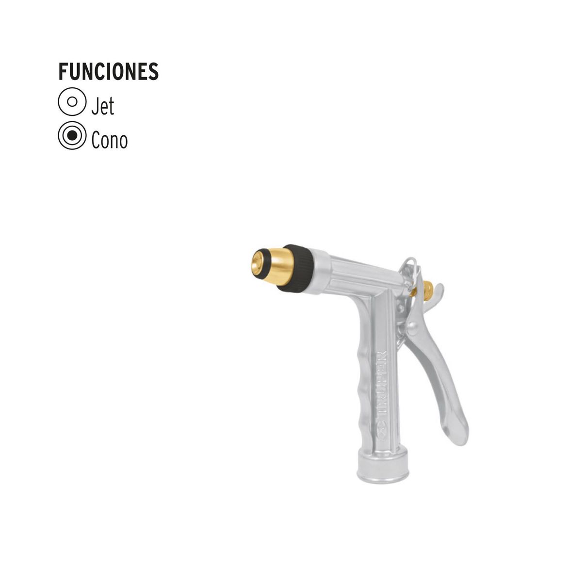 TRUPER - Pistola Metálica Para Manguera 2 Funciones, Chorro Regulable Truper