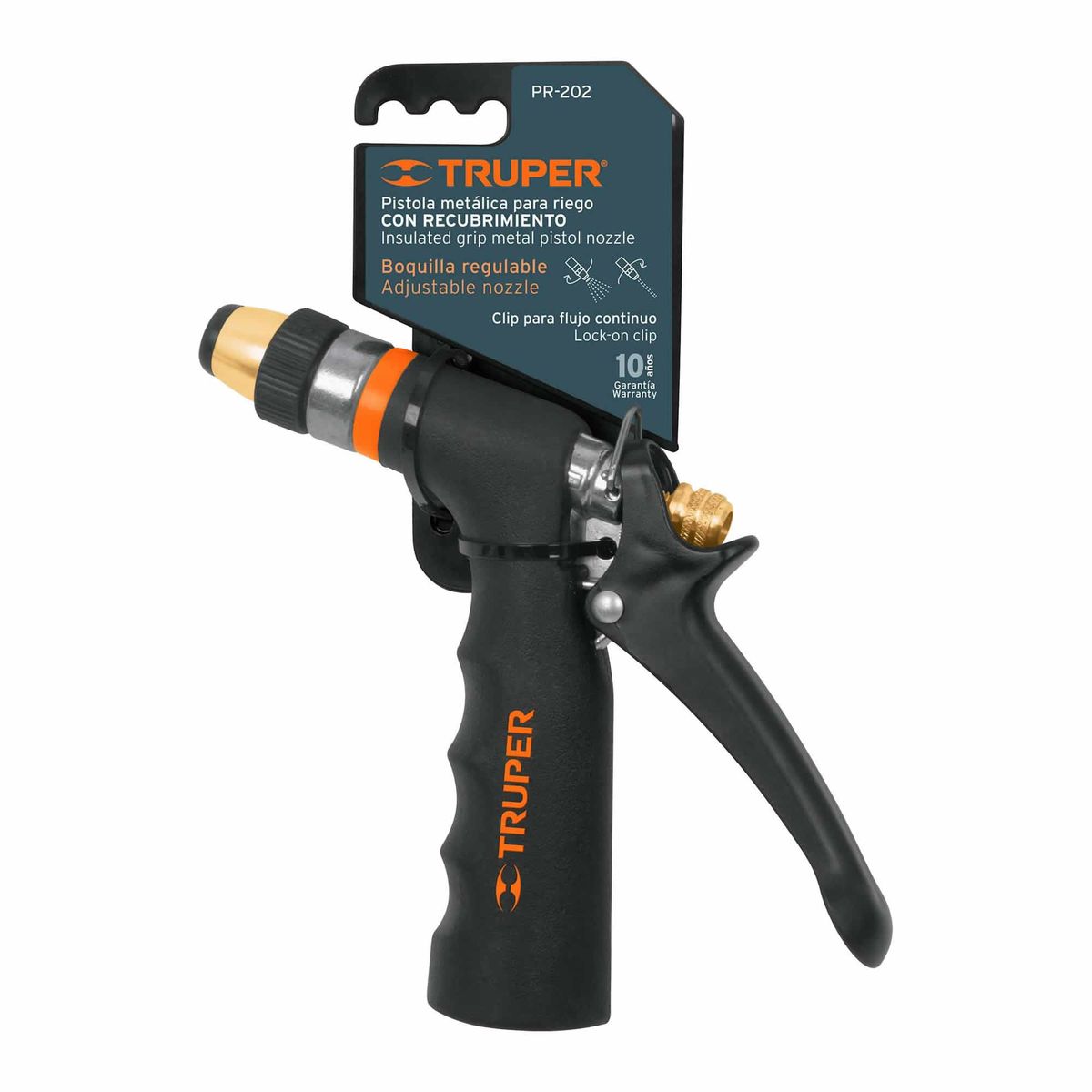 TRUPER - Pistola Metálica Para Manguera 2 Funciones, Chorro Regulable Truper